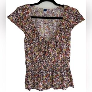 Old Navy Women’s Floral Ruffle Trim Top L